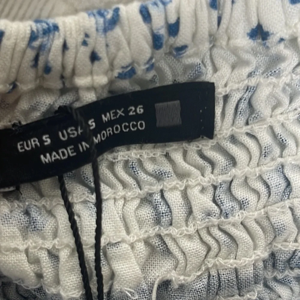 ZARA ruched printed cropped long sleeve Blouse Size S